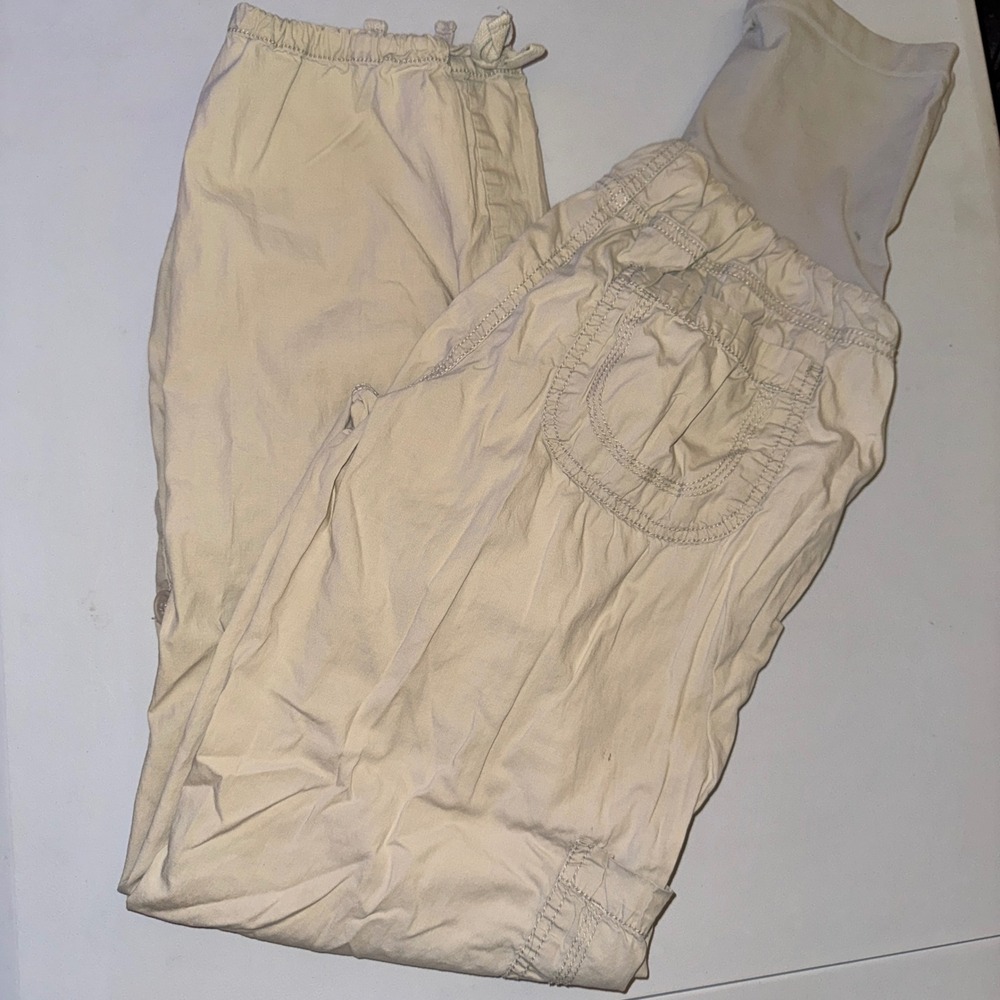 Motherhood Maternity Cargo Pants Women XS Beige Full Belly Secret Fit Utility